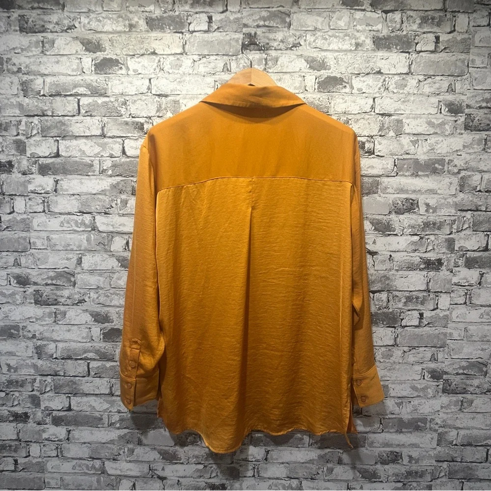 EUC Open Edit Women's Orange Button-Down Shirt Size L - Picture 7 of 13
